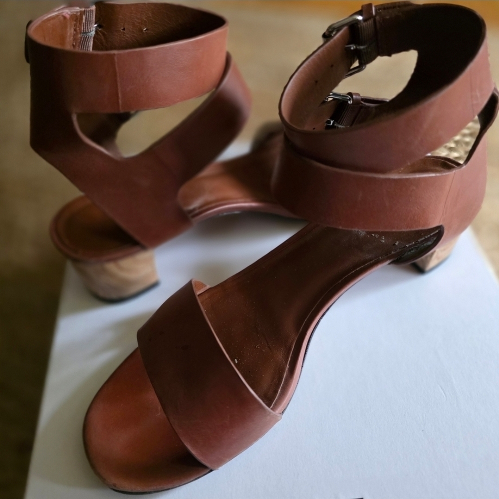 Vince | Women's Brown Leather Buckle Sandals 8.5 - Picture 4 of 8